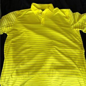Callaway Bright Yellow Striped Polo Shirt